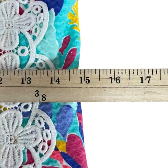 Lilly Pulitzer Aqua Trippin &‎ Sippin Shift Dress Lace Trim Size 6 - Picture 7 of 10